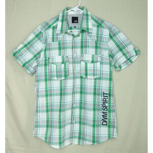 Jack and Jones Plaid Shirt Button Down White Green DNM Spirit Mens Medium